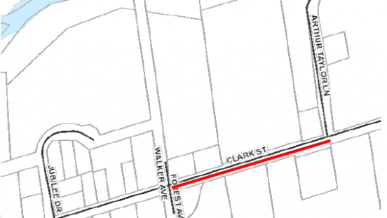 Map of affected area on Clark Street