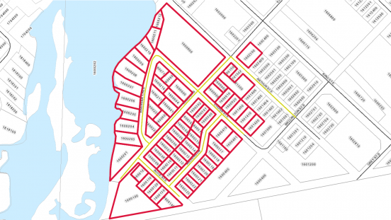 Map of Town showing affected area