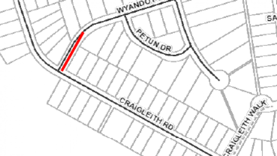 Wyandot Court map with affected area indicated