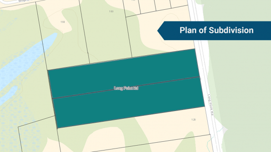 Map showing the subject lands of Long Point Road Subdivision