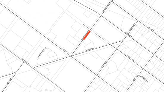 Road Closure location on Lansdowne Street South, south of Lousia Street West