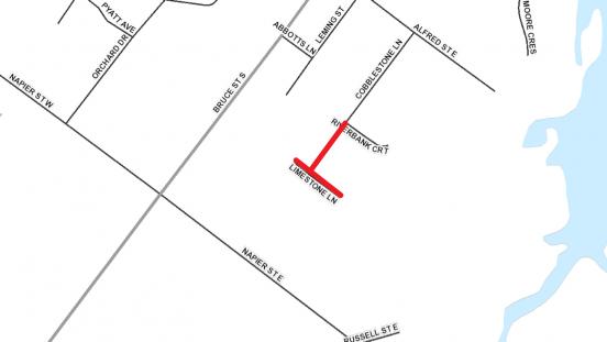 Image showing location of service interruptions on Limestone Lane