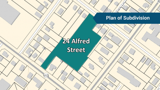 Map showing the subject lands of 24 Alfred Street