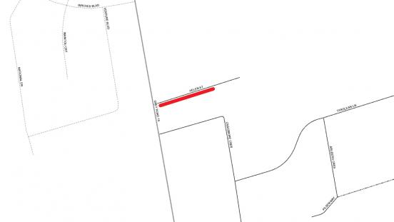 Image indicating location of lane restriction on Helen Street at Grey Road 19