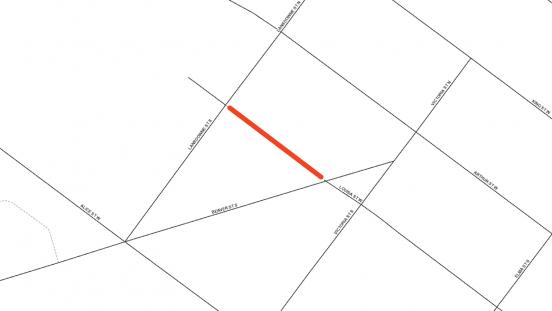 Location of lane closure on Louisa Street West between Lansdowne Street South and Beaver Street South