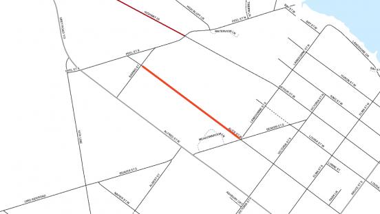 map indicating lane closure on Alice Street West