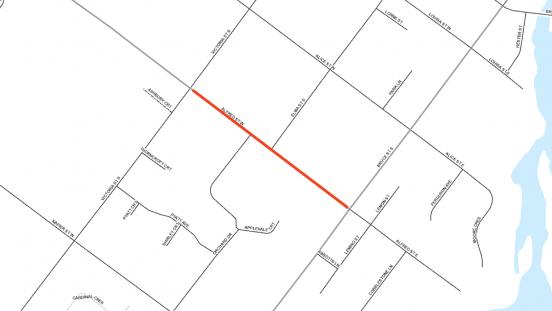 Image showcasing lane restriction on Alfred Street West