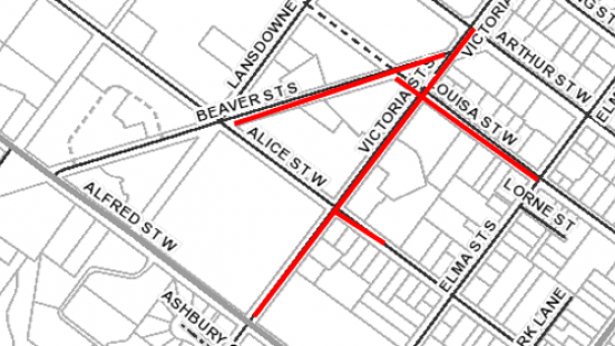 Map showing the location of the affected roads in Thornbury West