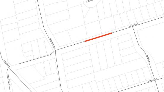 Location of lane restriction on Settler's Way