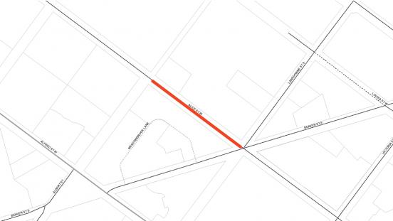 map showing location of Alice Street lane restriction