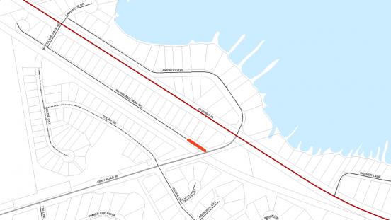 Map indicating location of closure on Woodland Park Road and Grey Road 40