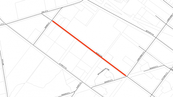 Map showing location of closure on Alice Street West