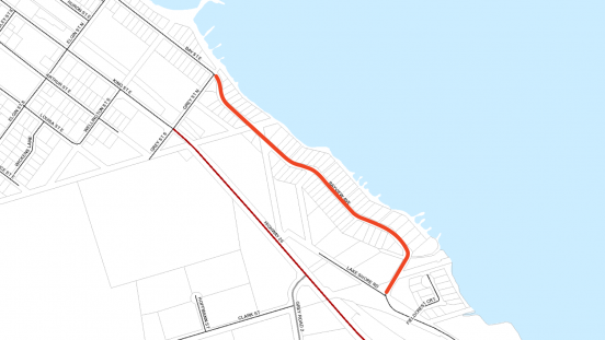 Map indicating location of closure on Bay Street East/Bayview Avenue