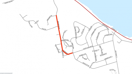 Map showing location of spraying on Arrowhead Road