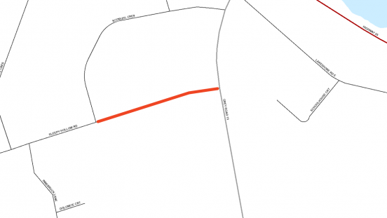 map indicating location of closure between Kitzbuhl Crescent and Grey Road 19