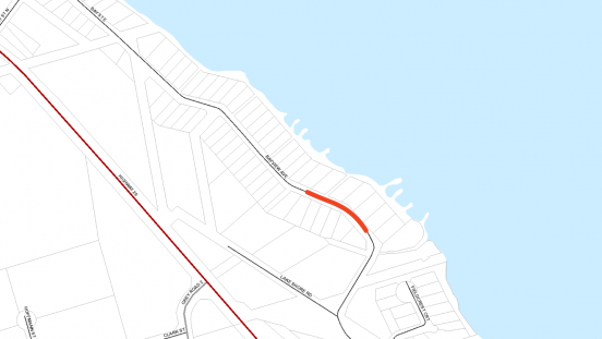 Map showing location of closure on Bayview