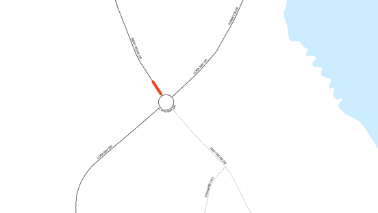 Map showing location of lane restrictions on West Ridge Drive