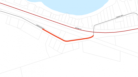 Map showing location of construction on Lakeshore Road East