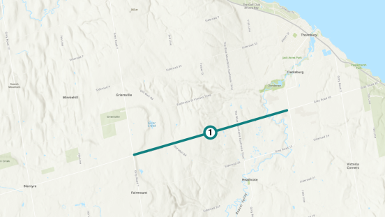 Map showing location of 2024 Grey County Roads projects