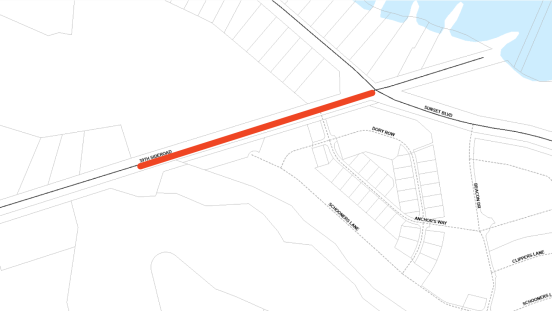 Map showing location of lane restrictions on 39th Sideroad