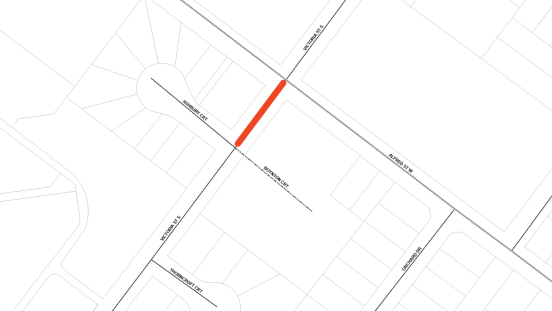 Map showing location of road closure on Victoria Street