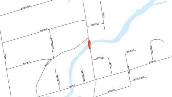 map showing location of closure on Marsh Street