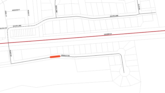 Map showing location of lane restriction
