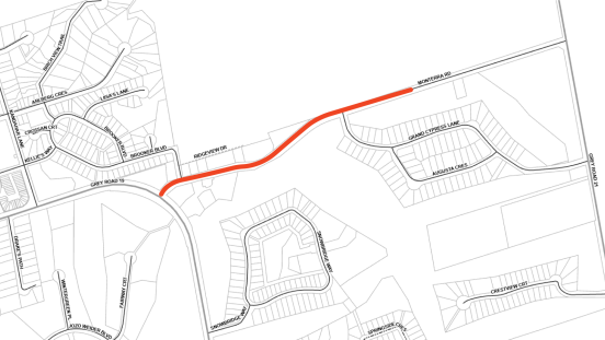 Map showing location of road resurfacing