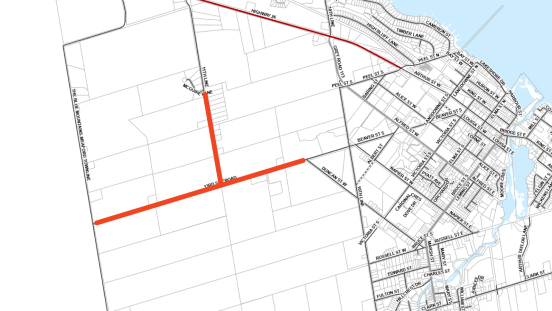 Map showing locations of road closures