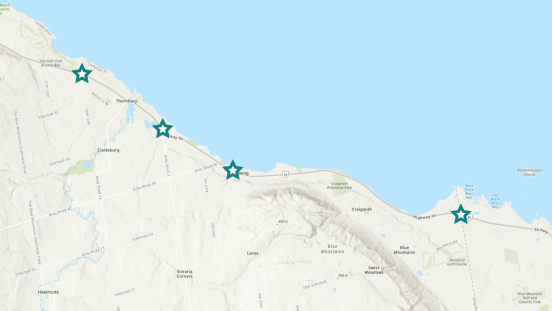 map showing locations of interest for Highway 26 EA