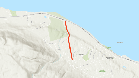 Map showing area of Arrowhead Road Reconstruction