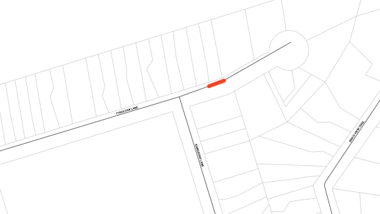 Map highlighting location of lane restriction