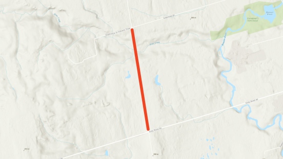 Map showing location of closure on Townline