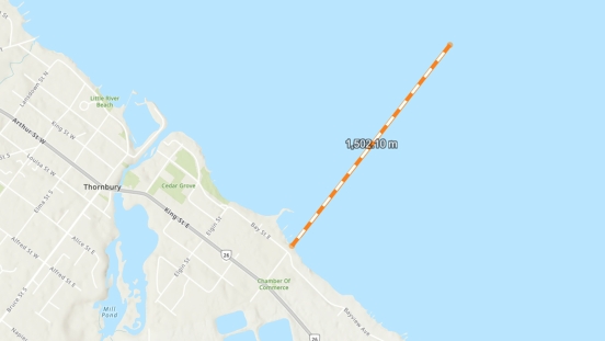 Map showing general location of outfall installation off the shoreline of Georgian Bay