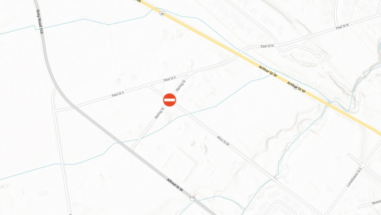 Map showing location of closure at intersection of Baring and Alice Streets