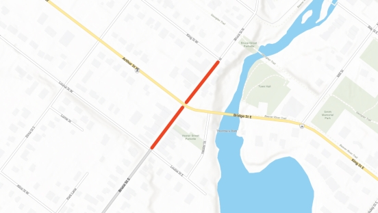 Map showing extent of road closures