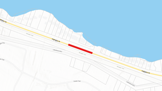 Map showing location of lane restriction