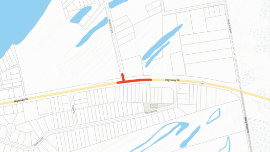 Map showing locations of lane restrictions