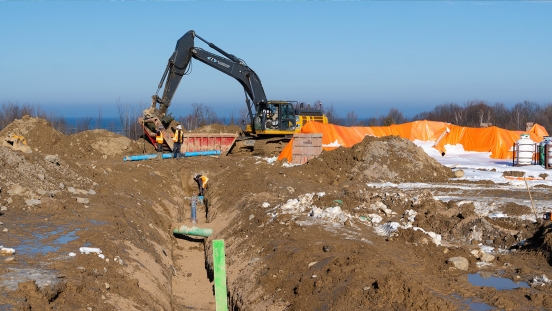 Water and sanitary services being installed to new Craigleith Fire Hall