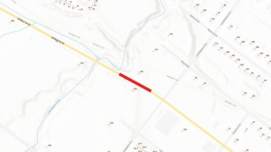 Map showing location of lane restriction