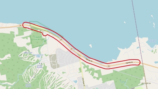 Map showing extent of study area from Hidden Lake Road to Grey Road 21