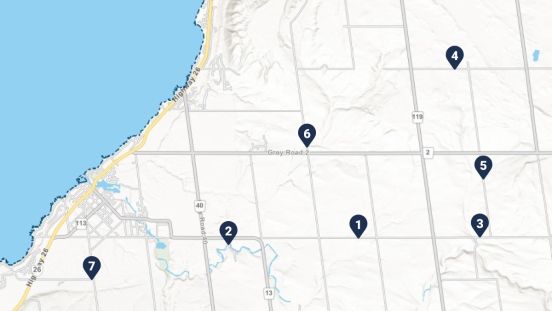 Map showing locations of structures