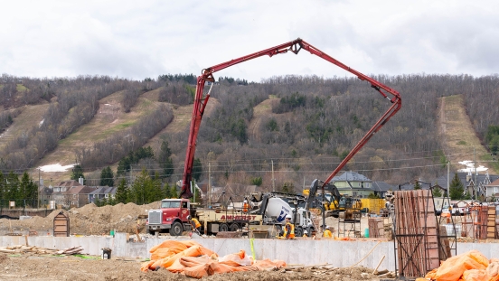 Concrete pumper at new Craigleith Fire Hall site