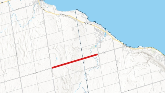 Map showing location of road closure