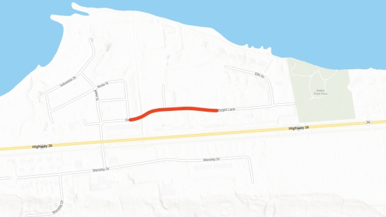 Map showing approximate area of investigation on Delphi Lane