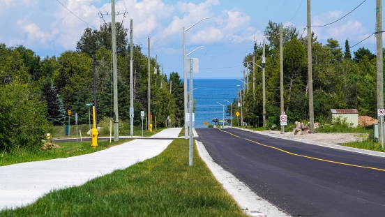 Peel Street North with paved multi-use trail and sodded boulevard