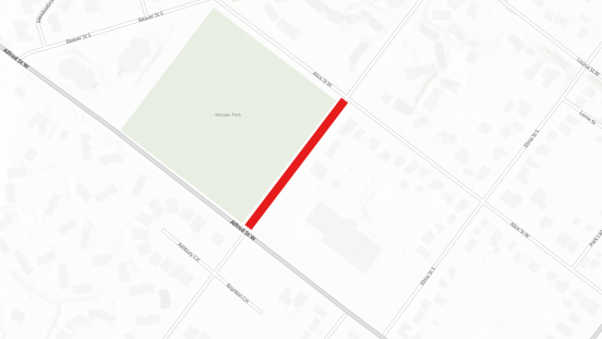 Map showing location of road closure