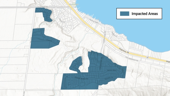 Map showing impacted areas.
