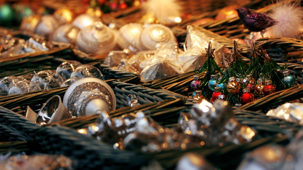 Close up photos of christmas decorations and lights