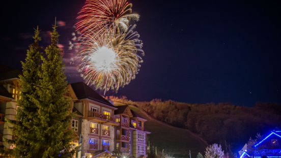 Fireworks in the sky at Blue Mountain Village